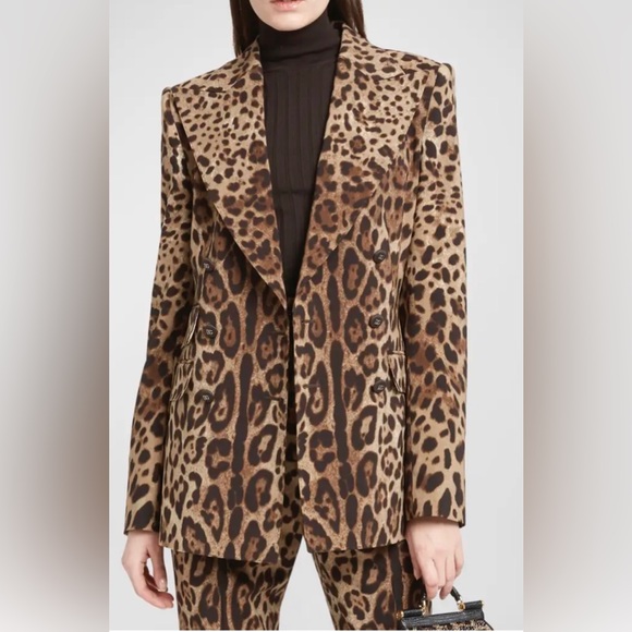 Dolce & Gabbana Jackets & Blazers - Dolce & Gabbana leopard printed doble breasted jacket size EU 48 NWT